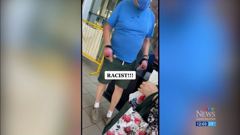 Bystander confronts man over racist comments