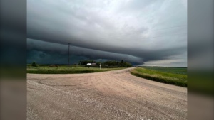 Storm clouds are visible near Portage la Prairie on Aug 15, 2022. (submitted photo: Tiffany Guick)
