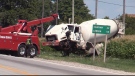 Collision between SUV and cement truck