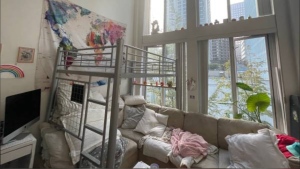 This photo from a Craigslist ad seen on Aug. 16, 2022 shows a loft bed being rented out in downtown Vancouver for $1,450 a month. 