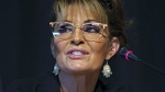 Sarah Palin, a Republican seeking the sole U.S. House seat in Alaska, speaks during a forum for candidates, May 12, 2022, in Anchorage, Alaska. (AP Photo/Mark Thiessen)