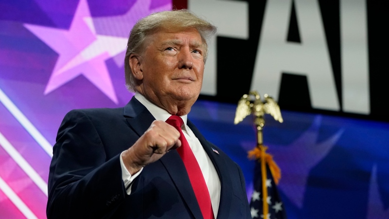 FILE - Former U.S. president Donald Trump speaks at the Road to Majority conference Friday, June 17, 2022, in Nashville, Tenn. (AP Photo/Mark Humphrey, File)