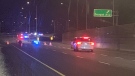 Windsor police say a motorcyclist has died following a collision on the E.C. Row Expressway at Dougall Avenue on Aug. 17, 2022. (Stefanie Masotti/CTV News Windsor)