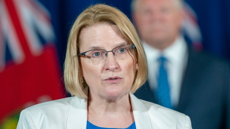Minister of Health Sylvia Jones, at the time Ontario's Solicitor General, answers questions at Queen's Park in Toronto on Monday, June 29, 2020. THE CANADIAN PRESS/Frank Gunn