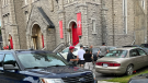 Ottawa police say officers were called to St. Brigid's Church Wednesday evening as part of a dispute between the landlord and tenant. The United People of Canada have said they are in the process of purchasing the historic church on St. Patrick Street. (Andrew Pinsent/Newstalk 580 CFRA0