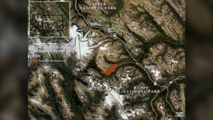 Map showing the location of the prescribed Alexandra Valley fire in Banff National Park. (Parks Canada)