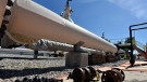 Fresh nuts, bolts and fittings are ready to be added to the east leg of the pipeline near St. Ignace as Enbridge prepares to test the east and west sides of the Line 5 pipeline under the Straits of Mackinac in Mackinaw City, Mich., on June 8, 2017. THE CANADIAN PRESS/AP, Detroit News - Dale G Young