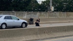 Quebec provincial police are investigating after a woman in a wheelchair was struck by a car on Highway 520 West. (Matt Grillo/CTV News)