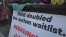 'Ford doubled the autism waitlist' sign at Sault Ste. Marie home. Aug. 18/22 (Cory Nordstrom/CTV Northern Ontario)