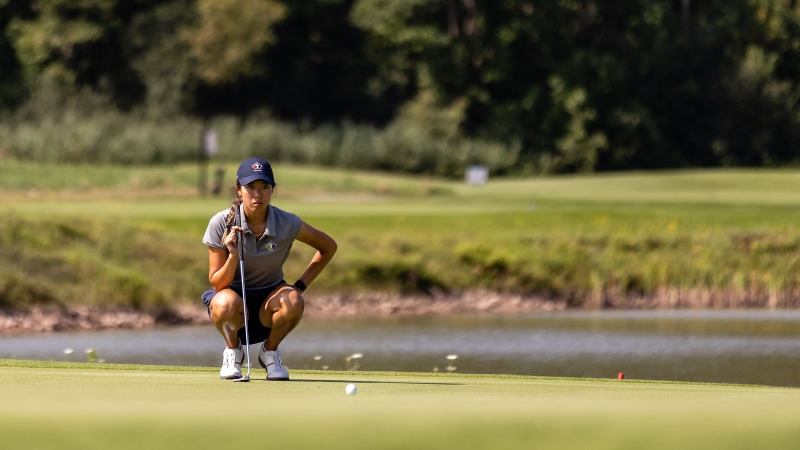 Lauren Kim, of Surrey, B.C., is shown in this handout image provided by the 2022 Canada Games, who has a nine-stroke lead after two rounds of women's golf at the Canada Games. She shot a course record 67 in the opening round. (THE CANADIAN PRESS / 2022 Canada Games-Jeremy Kiers)