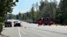 A natural gas leak prompted the closure of 200th Street in both directions from 72nd Avenue to 80th Avenue in Langley on Friday afternoon (Photo: Jordan Jiang/CTV Vancouver).