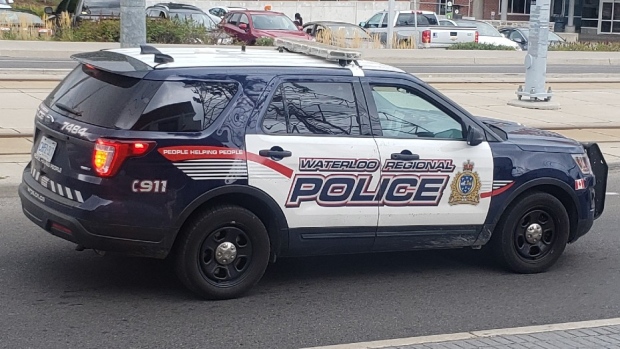 A Waterloo region police car on King Street West in August of 2022. (Daniel Caudle/CTV News Kitchener)