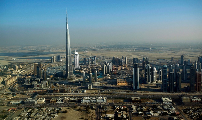 Burj Dubai, the world's tallest building, seen at centre left, in Dubai, United Arab Emirates, Sunday, Jan. 3, 2010. (AP / Kamran Jebreili)
