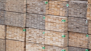 Softwood lumber is pictured along the Fraser River in Richmond, B.C., Tuesday, April 25, 2017. THE CANADIAN PRESS/Jonathan Hayward
