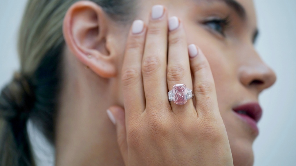 Pink diamond on display at Sotheby's