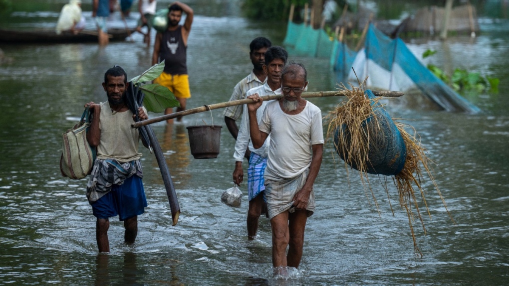 Flood-affected people in India's Assam state