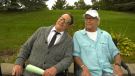 Dan Aykroyd and Chevy Chase on the set of Zombie Town being filmed in Sudbury. Sept. 15/22 (CTV Northern Ontario)