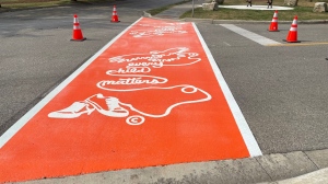 The Every Child Matters crosswalk was designed by Alberta artist Geraldine Catalbas. (Tyler Kelaher/CTV Kitchener)