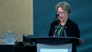 Lawyer Jane Lenehan, representing family members of victim Gina Goulet, addresses the Mass Casualty Commission inquiry into the mass murders in rural Nova Scotia on April 18/19, 2020, in Truro, N.S. on Wednesday, Sept. 21, 2022. THE CANADIAN PRESS/Andrew Vaughan