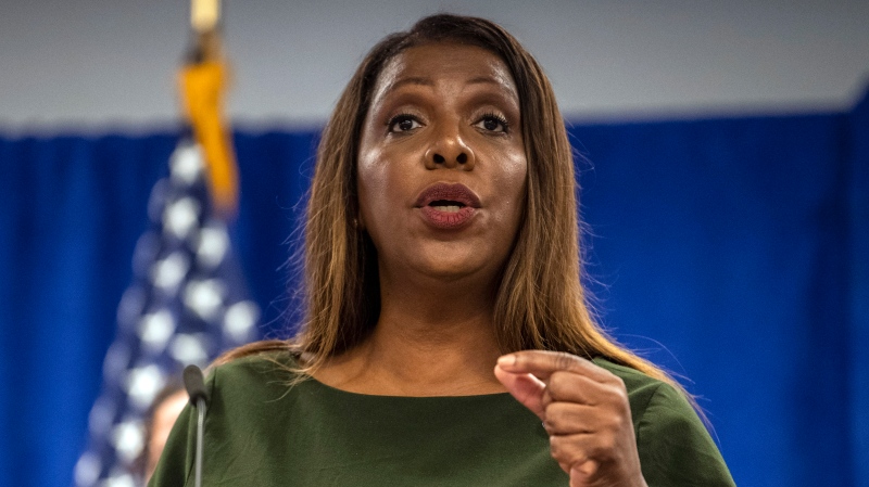 New York Attorney General Letitia James speaks during a press conference, Wednesday, Sept. 21, 2022, in New York.  (AP Photo/Brittainy Newman) 