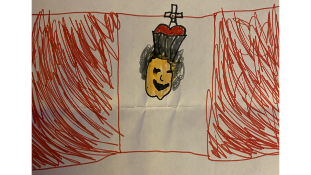 "The Queen on a Canadian Flag" by Kennedy, 9 years old, Grade 4
