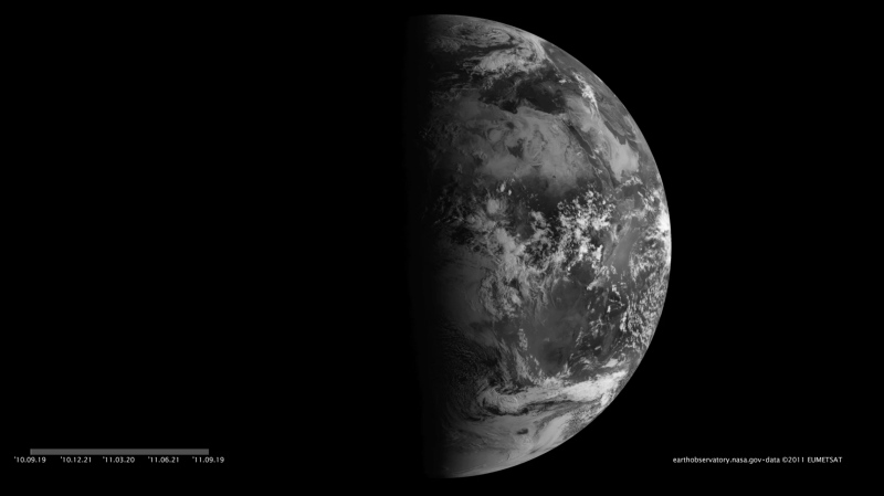 Twice a year, the terminator that divides night from day on Earth is a straight north-south line. We call those the equinoxes.  (CNN/NASA images)