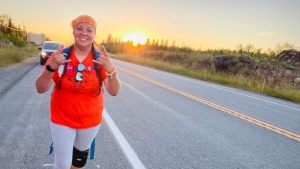 Jasmine Lavallee, originally from The Pas, Man., had walked over 2,000 kilometres from Winnipeg to Kamloops, B.C. last year, in wake of the discovery of unmarked graves at the former site of Kamloops Indian Residential School. (Kenora Chiefs)