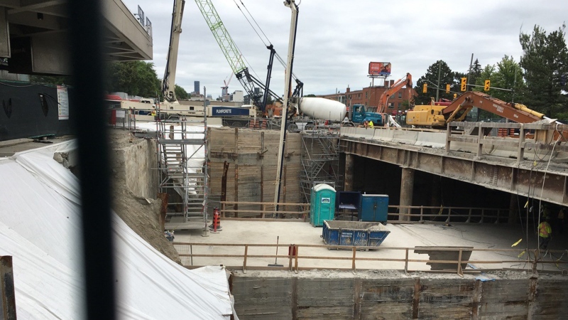 Construction work on the Eglinton Crosstown LRT is pictured at Eglinton West Station in July 12, 2019. (Joshua Freeman /CP24)