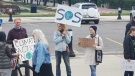 Dozens of students took part in a walk to call for action on climate change. (Anhhelina Ihnativ / CTV News)
