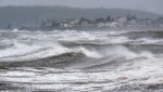 Waves pound the shore in Eastern Passage, N.S. on Saturday, Sept. 24, 2022. Post-tropical storm Fiona hit Nova Scotia in the early hours, knocking out power and disrupting travel across the region. THE CANADIAN PRESS/Andrew Vaughan