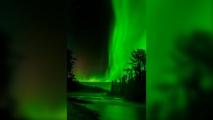 The aurora borealis is shown over the Cameron River near Yellowknife in this time-lapse undated handout photo. THE CANADIAN PRESS/HO, Fred Bailey