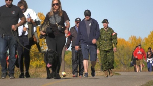 The five-kilometre walk aims to raise awareness of the plight of Canadian veterans, first responders, and foreign nationals who have supported Canadian troops in conflict zones such as Afghanistan, Bosnia, Rwanda, and other peacekeeping missions.