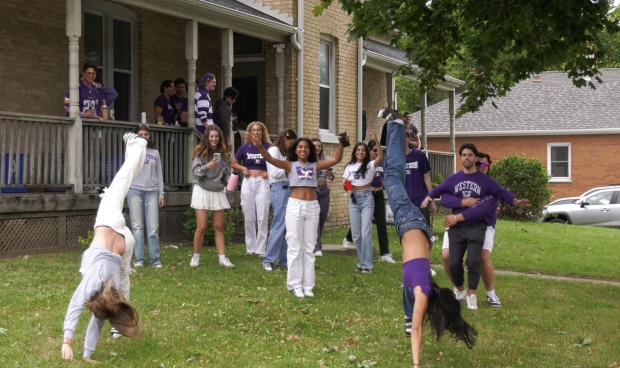 Western University students celebrate Homecoming weekend in the Broughdale Avenue area of London, Ont. on September 24, 2022. (Gerry Dewan/CTV News London)
