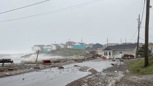 Some of the damage in Port aux Basques, Newfoundland and Labrador, caused by post tropical storm Fiona is shown in this handout photo provided by Wreckhouse Press on Saturday, September 24, 2022. THE CANADIAN PRESS/HO-Wreckhouse Press-Rosalyn Roy