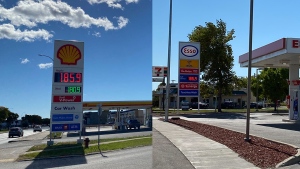 Prices at the Esso and Shell stations on Pembina Highway in Fort Garry was seen at 185.9 cents per litre on Sept. 25, 2022. (Source: Zach Kitchen/ CTV News Winnipeg)