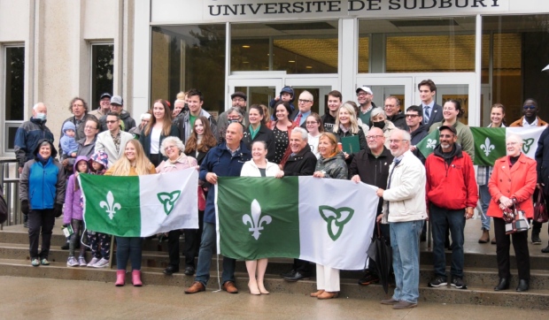 The University of Sudbury and the French-Canadian Association of Sudbury celebrated Franco-Ontario Day with a flag-raising Sunday morning at the original location where it all began. (Molly Frommer/CTV News Northern Ontario)