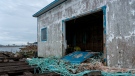 Damage to a mussel plant from Hurricane Fiona is shown at la Pointe, Havre-aux-Maisons in Les Îles-de-la-Madeleine, Que., Monday, Sept. 26, 2022. THE CANADIAN PRESS/Nigel Quinn