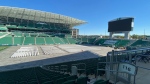 Preparations are underway at Mosaic Stadium to host Miyo-wiciwitowin Day on Sept. 29, 2022. (Donovan Maess/CTV News)