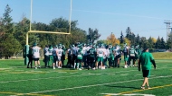 Both Clark and Williams have expressed excitement at getting back in the season as the Riders prepare for their Friday match up against the Winnipeg Blue Bombers. (Brit Dort/CTV News) 