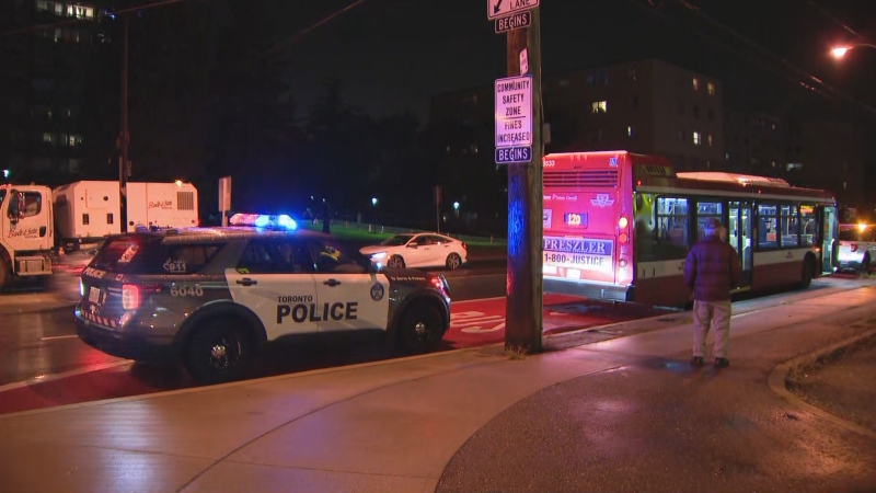 Toronto police are investigating after a pedestrian was struck by a TTC bus in Scarborough.