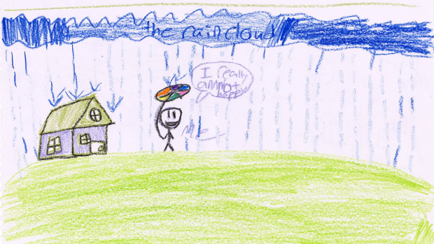 Alex is "really not happy" with the rain. - Alex Q., 11 years old, Grade 6, Prince of Peace School
