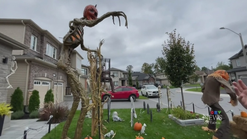 Giant skeleton a popular Halloween item 