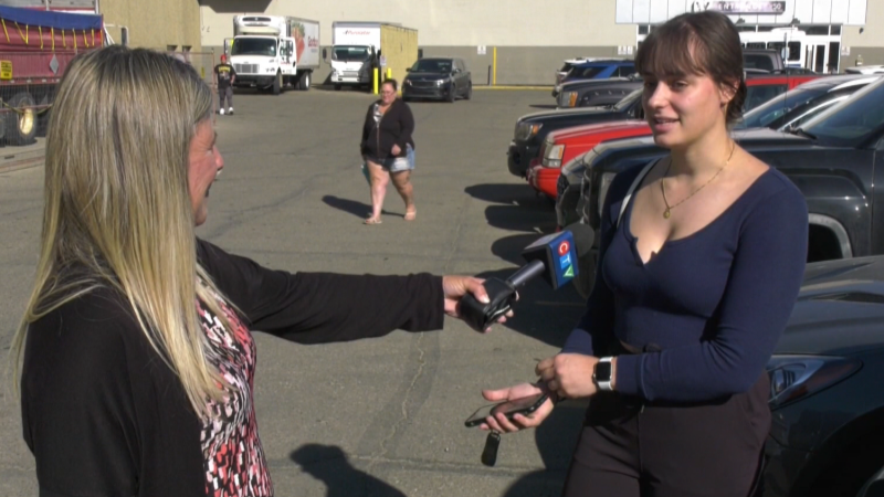 Michele Dimitrisin gives an interview on September 27, 2022 (CTV News Edmonton).