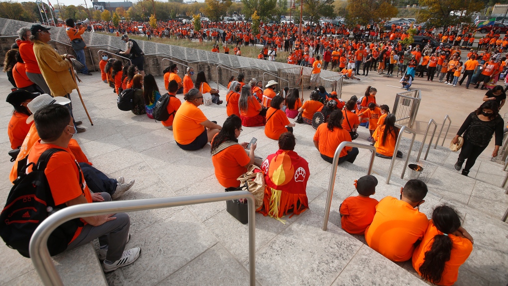 People wearing orange shirts in Winnipeg