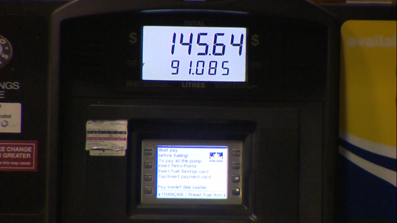 A gas station in southwest Calgary was selling regular-grade gas for 159.9 cents per litre Wednesday morning.