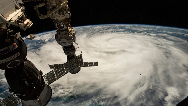 This Satellite image provided by NASA on Sept. 26, 2022, shows Hurricane Ian pictured from the International Space Station just south of Cuba gaining strength and heading toward Florida. Hurricane Ian rapidly intensified off Florida's southwest coast Wednesday, Sept. 28, gaining top winds of 155 mph (250 kph), just shy of the most dangerous Category 5 status. (NASA via AP)
