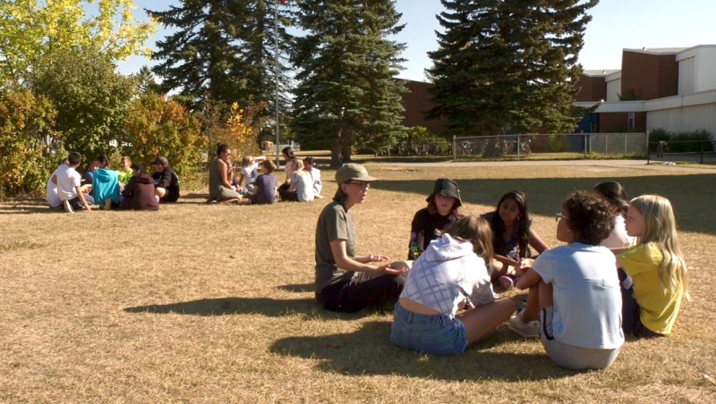 Grade 6 students take their classroom outside as part of the CPAWS outdoor education program that's celebrating 25 years of teaching in southern Alberta.