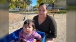 Akita Colomb and her daughter Lucillia Francois are pictured in Winnipeg on Sept. 28, 2022. Colomb, who lives in Mathias Colomb Cree Nation in northern Manitoba, is raising concerns that issues with her daughter's  breathing were not listened to until the situation became critical. 9Image source: Michelle Gerwing/CTV News Winnipeg)