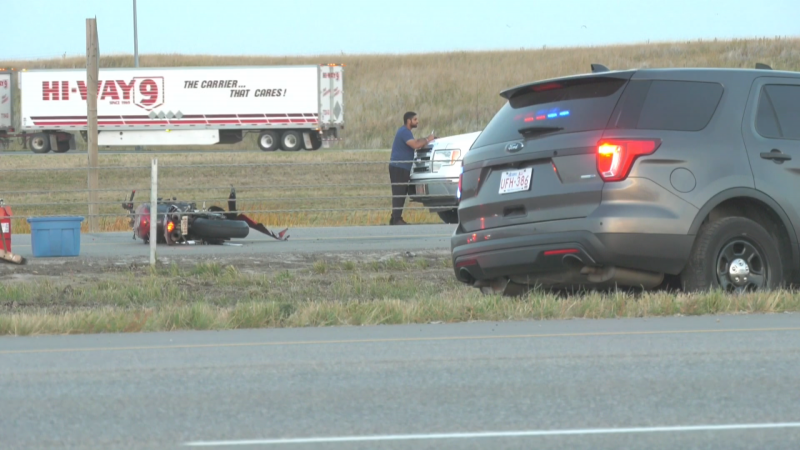 Emergency crews on the scene of a Sept. 28 crash on northbound Stoney Trail near the 17th Avenue S.E. interchange that claimed the life of a motorcyclist.