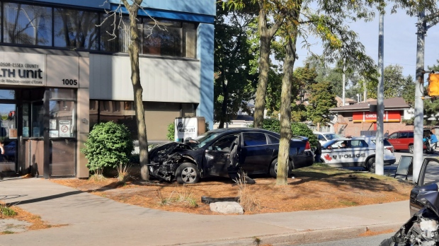 Police were called to a collision at Ouellette Avenue and Erie Street in Windsor, Ont., on Thursday, Sept. 29, 2022. (Source: Michael Rainone)